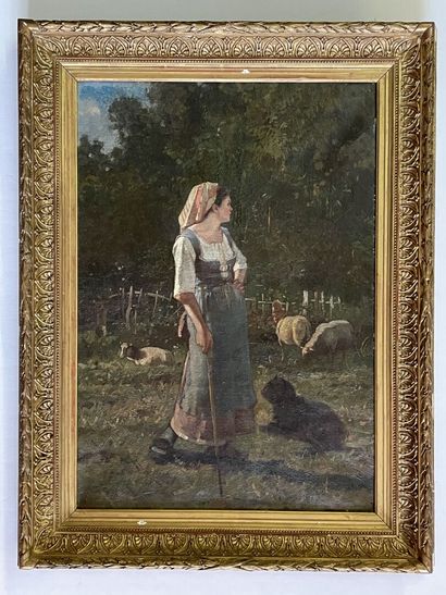 Ecole de Barbizon fin XIX° siècle.

Fermière...