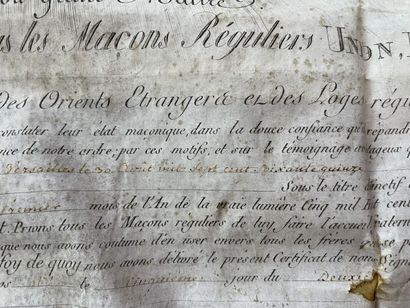 FRANC- MACONNERIE: grand diplome gravé de...