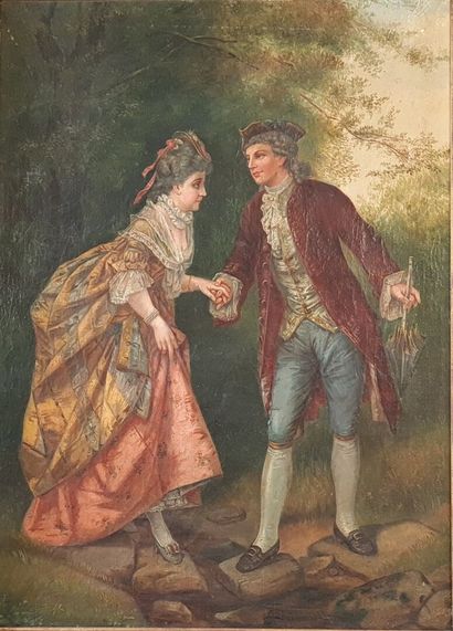 Ecole française fin XIX°

Couple galant au...