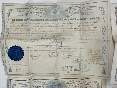 Documents, écharpe et médaille Franc-maç...