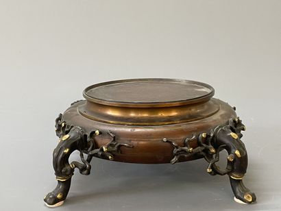 Beau socle en bronze patiné, pieds naturalistes.

Fin...