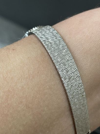 Lady's watch in white gold, oval dial, surrounded...