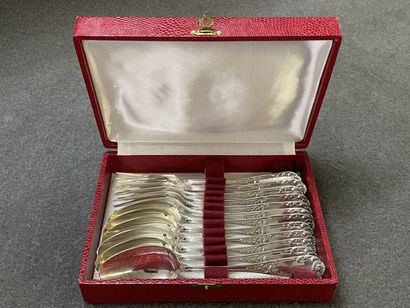 Box of six silver cutlery for entremets....