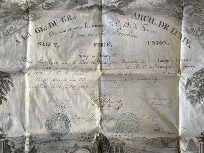 Certificat maçonnique de Jean Baptiste De...