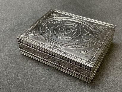 Silver wedding box with vermeil interior....