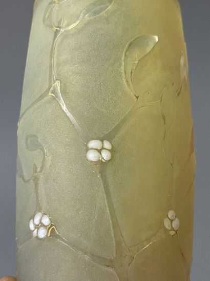 DAUM. 

Petit vase en verre givré, décor...