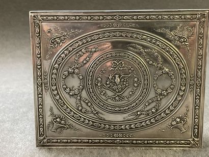 Silver wedding box with vermeil interior....