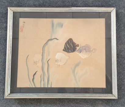 Peinture sur soie asiatique:

Poissons dans...