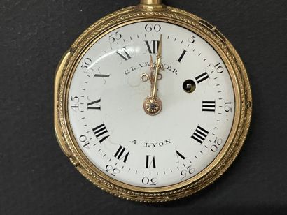 Pocket watch in two-tone gold, decorated...