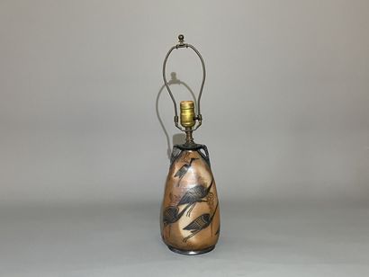 CIBOURE

Pierced stoneware lamp, storks decoration.

H....