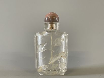 Snuffbox in rock crystal, carved decoration...