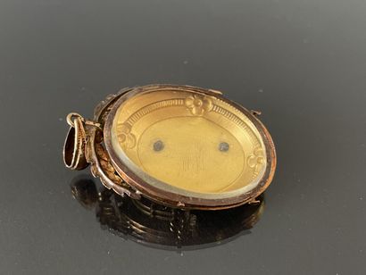 Pendant souvenir in gold 750°/00, thick glass...