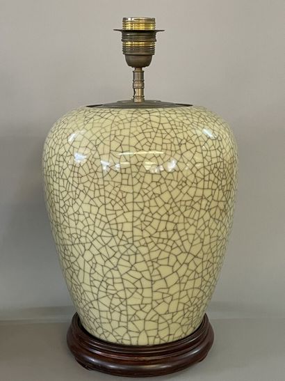 Pair of porcelain vases, celadon enamel cracked,...