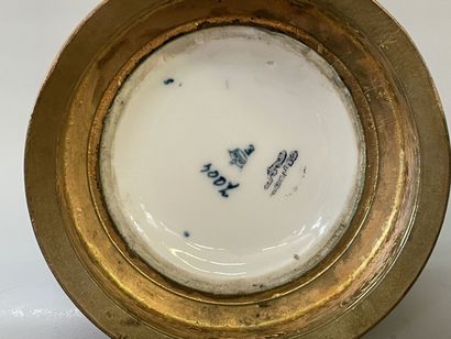 Large porcelain vase decorated with blue...