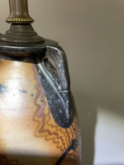CIBOURE

Pierced stoneware lamp, storks decoration.

H....
