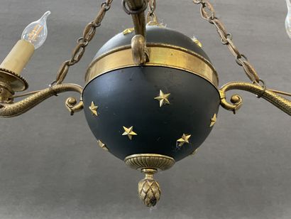Chandelier in gilded bronze and patinated...