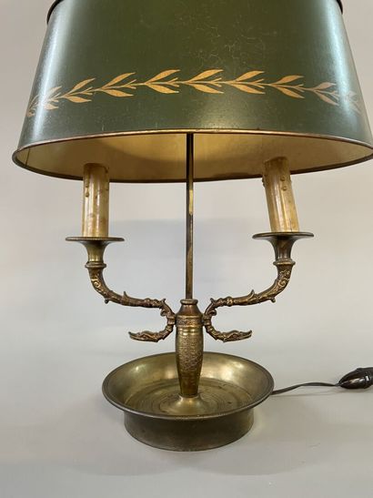Hot water bottle lamp in bronze, lampshade...