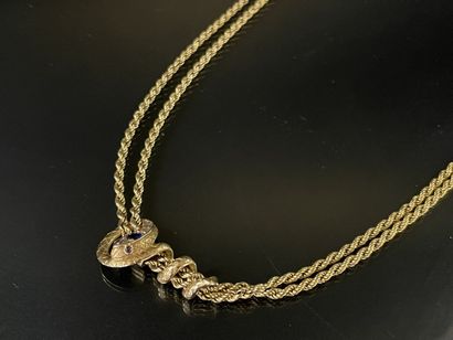 Double necklace twisted mesh in gold with...