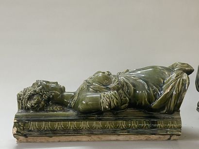 Pair of ornamental caryatids, in enamelled...