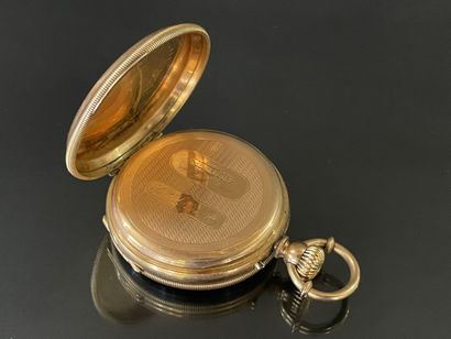 
Gold pocket watch with dust cover.




...