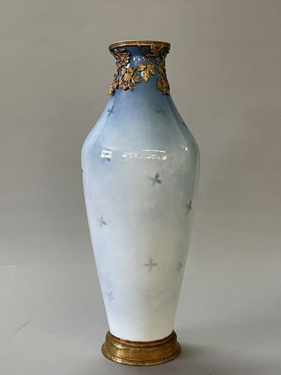 Large porcelain vase decorated with blue...