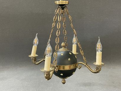 Chandelier in gilded bronze and patinated...