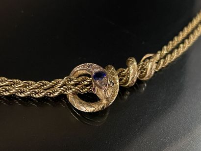 Double necklace twisted mesh in gold with...