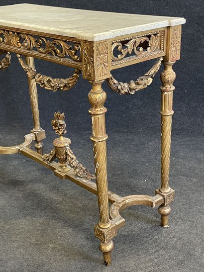 Wood and gilded stucco console, openwork...