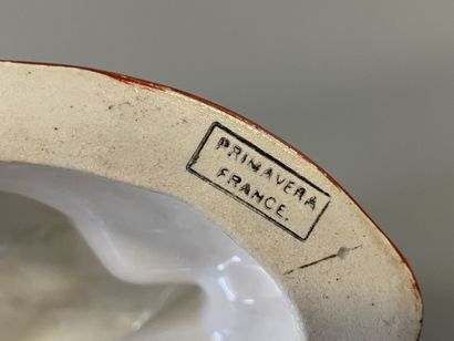 Primavera - Boat with two Chinese in ceramic...
