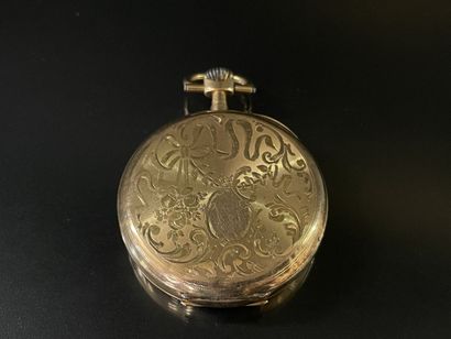 
Pocket watch in gold 750°/00, engraved decoration...