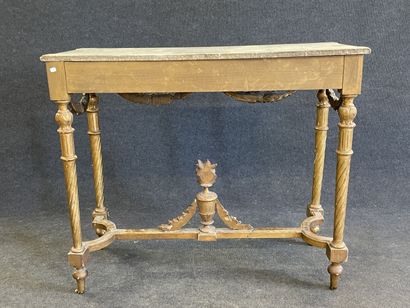 Wood and gilded stucco console, openwork...