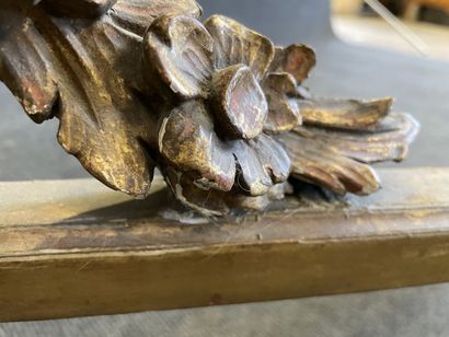 Wood and gilded stucco console, openwork...