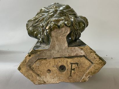 Pair of ornamental caryatids, in enamelled...