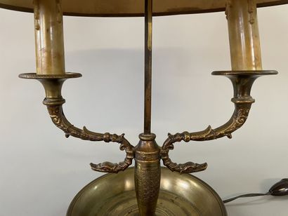 Hot water bottle lamp in bronze, lampshade...