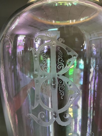 Pair of iridescent translucent glass vases...