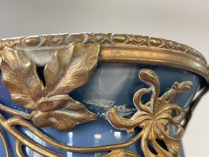 Large porcelain vase decorated with blue...