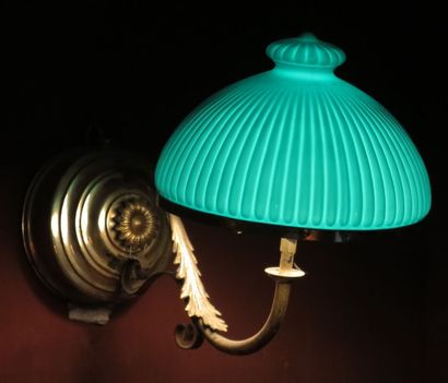 Pair of sconces in patinated sheet metal,...