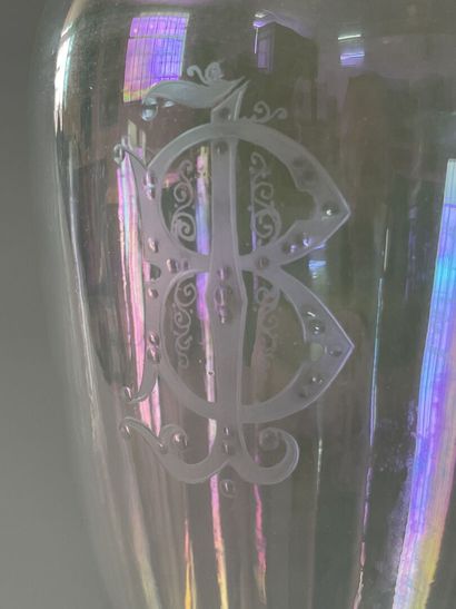 Pair of iridescent translucent glass vases...