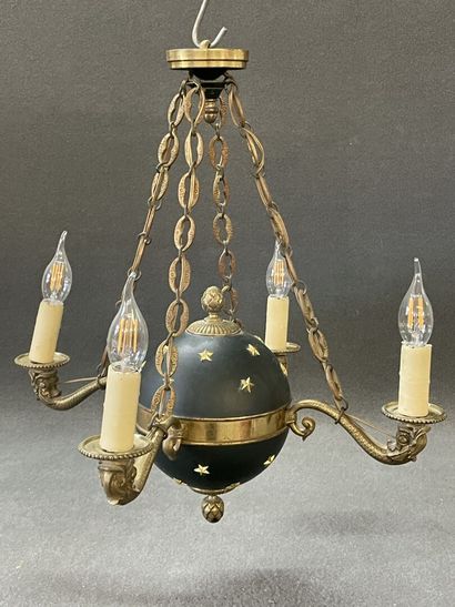 Chandelier in gilded bronze and patinated...