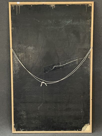 Panel in boiled cardboard lacquered and gilded...