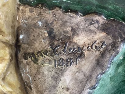 Max CLAUDET : enamelled stoneware dish representing...