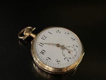 
Pocket watch in gold 750°/00, engraved decoration...