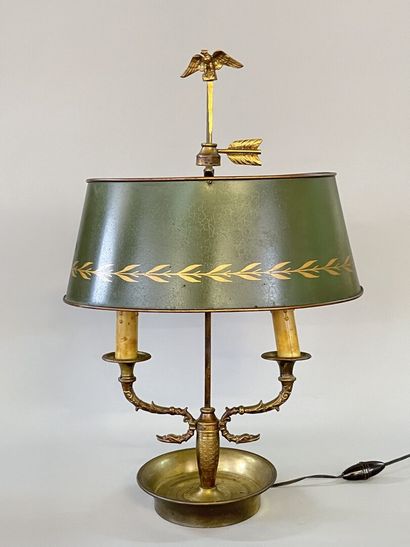 Hot water bottle lamp in bronze, lampshade...