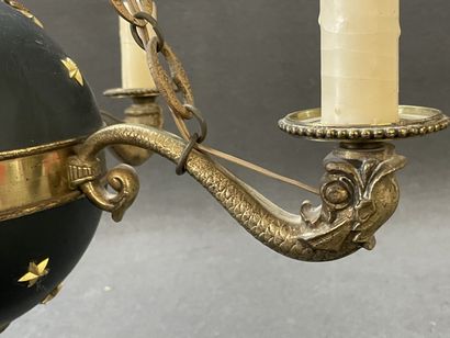 Chandelier in gilded bronze and patinated...