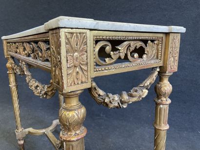 Wood and gilded stucco console, openwork...