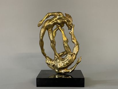 Couple of anthropomorphic fish

Gilded bronze...