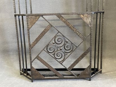 Wrought iron coat rack with mirror and central...