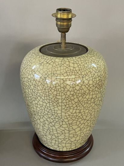 Pair of porcelain vases, celadon enamel cracked,...