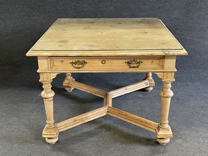 Table de milieu carré en bois blond ouvrant...