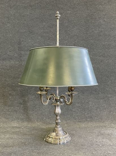 Large lamp bouillotte in silver plated bronze,...